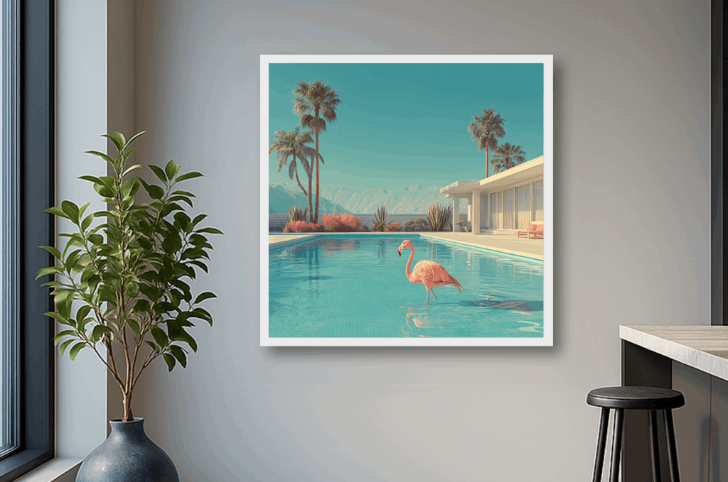 Kunstwerk boven bank in modern interieur