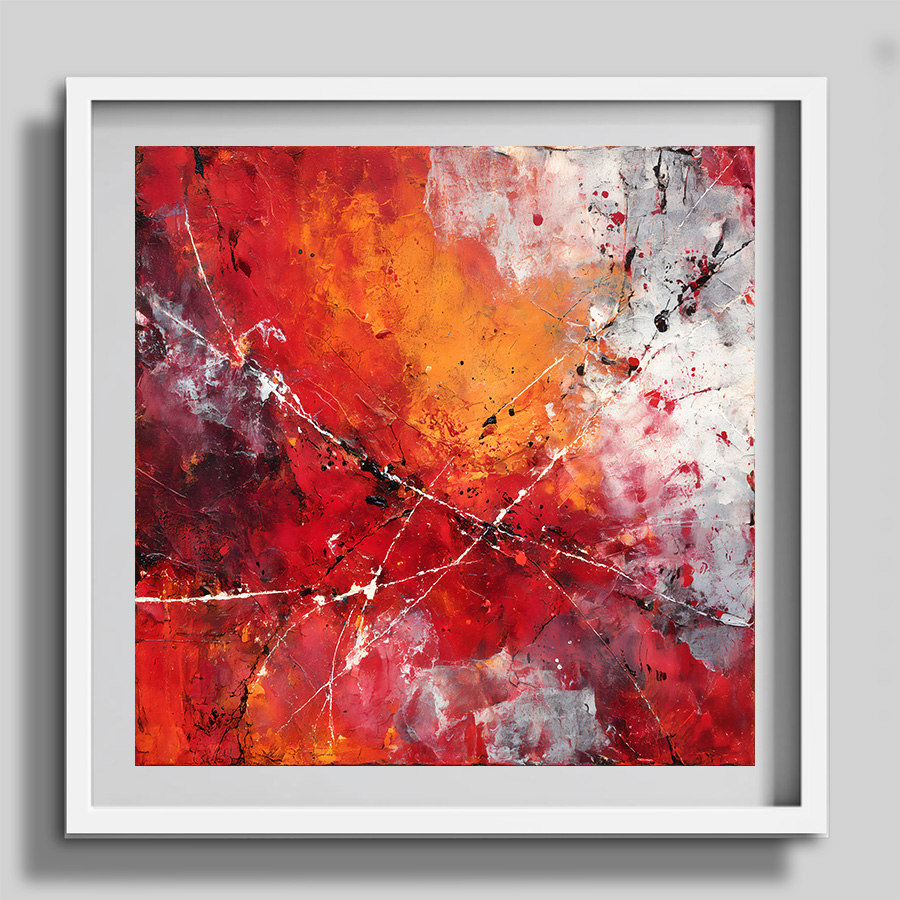 Abstracte rode kunstprint – vurige energie en expressieve kleuren - Afbeelding 7