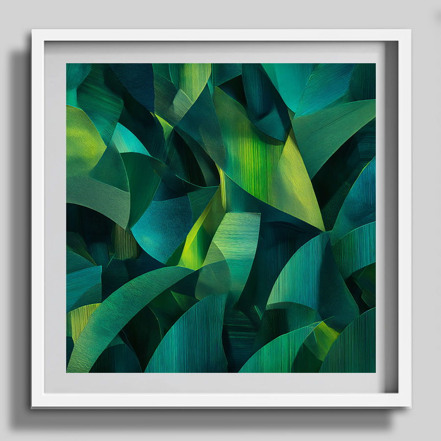 Abstracte groene kunstprint – moderne natuur geïnspireerde compositie - Afbeelding 7